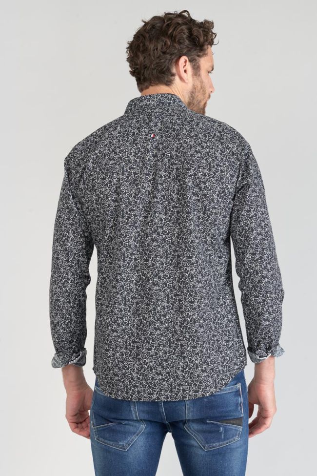 Chemise Fibor à motif fleuri noir et blanc