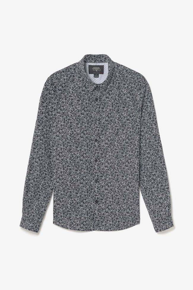 Chemise Fibor à motif fleuri noir et blanc