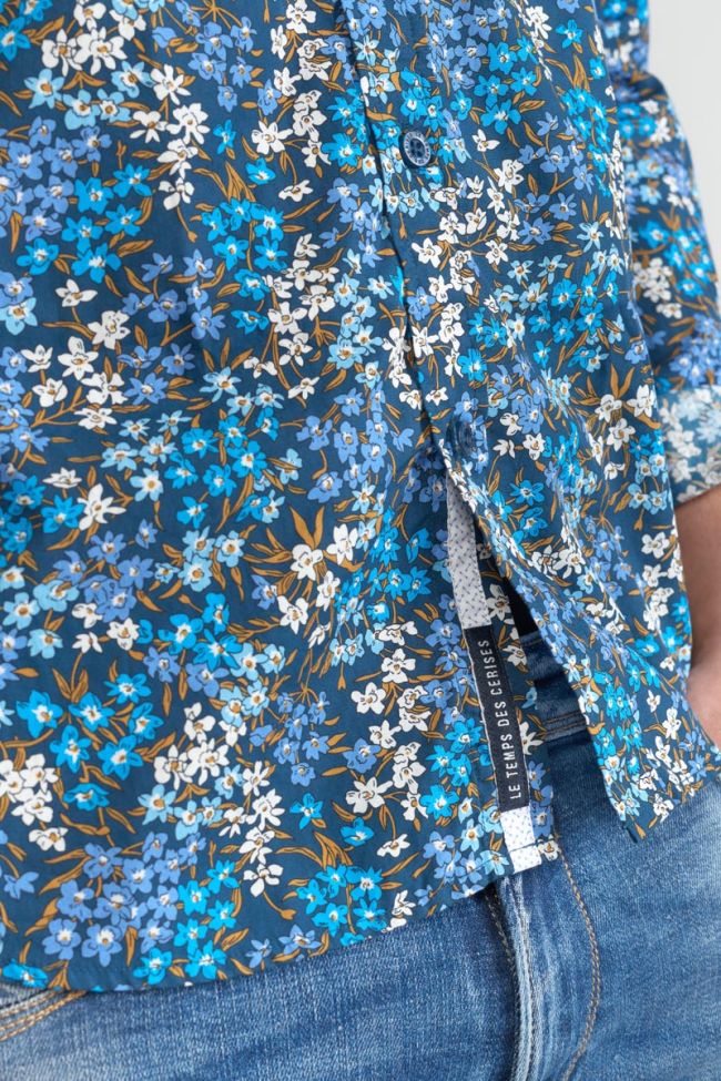 Chemise Griba à motif fleuri bleu 