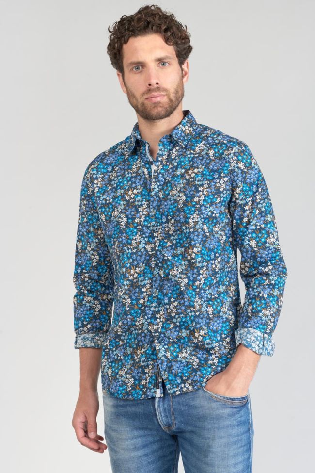 Chemise Griba à motif fleuri bleu 