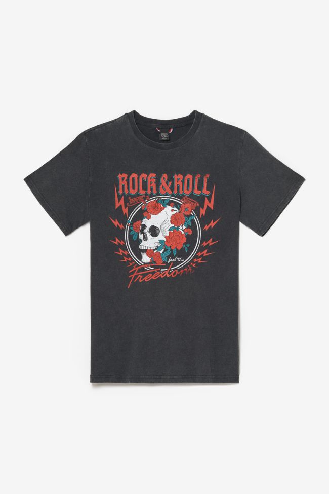 T-shirt Stipe gris délavé imprimé