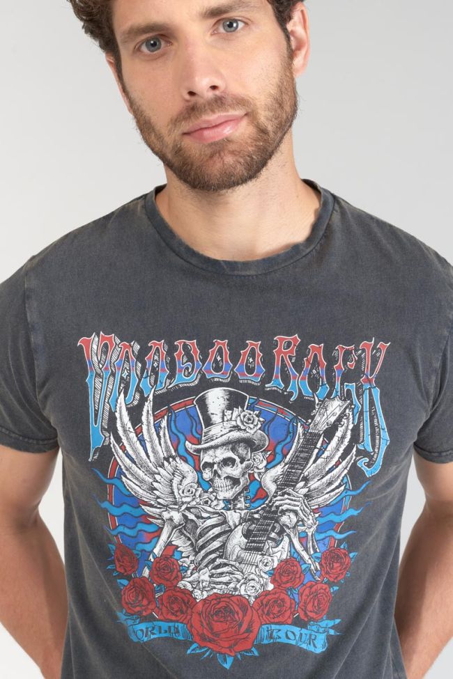 T-shirt Tije gris délavé imprimé
