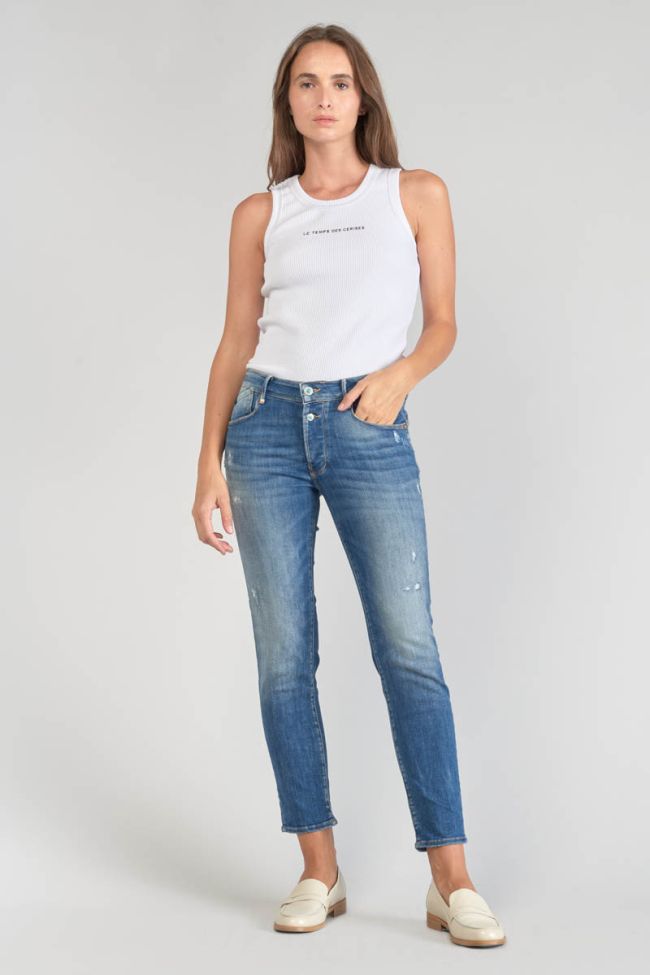 Jeans pulp slim Anil taille haute 7/8ème destroy bleu N°3