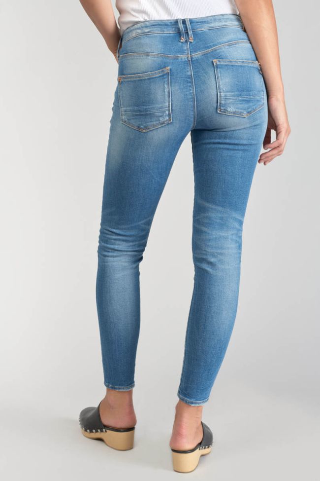 Jeans power skinny Dames 7/8ème destroy bleu N°4