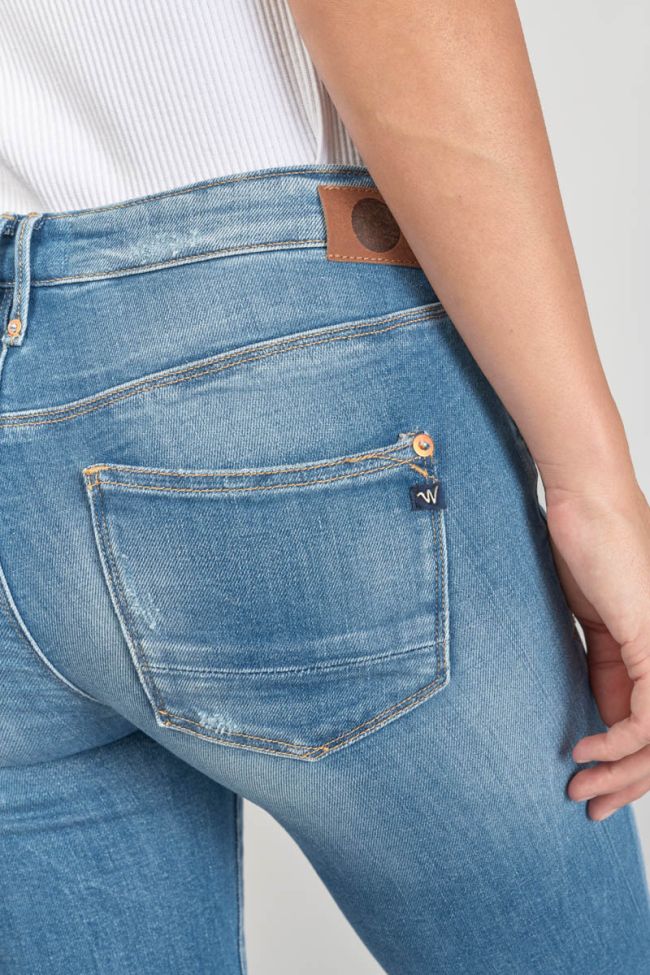 Jeans power skinny Dames 7/8ème destroy bleu N°4