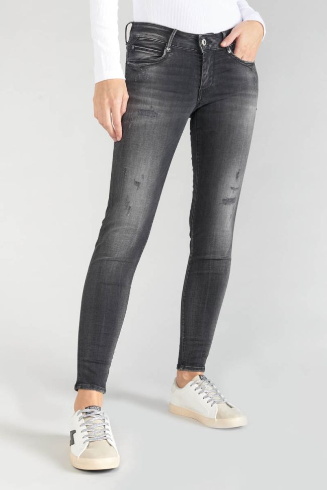 Jeans pulp slim Geos 7/8ème destroy noir N°1