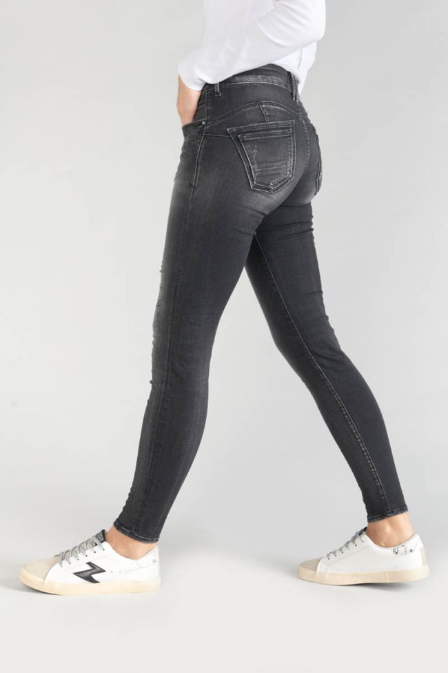 Jeans pulp slim Geos 7/8ème destroy noir N°1