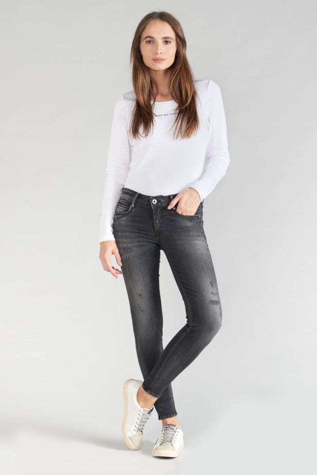 Jeans pulp slim Geos 7/8ème destroy noir N°1