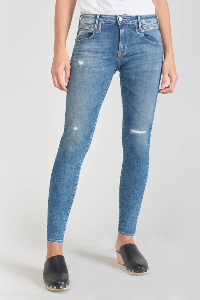 Jeans power skinny Pounche 7/8ème destroy bleu N°3