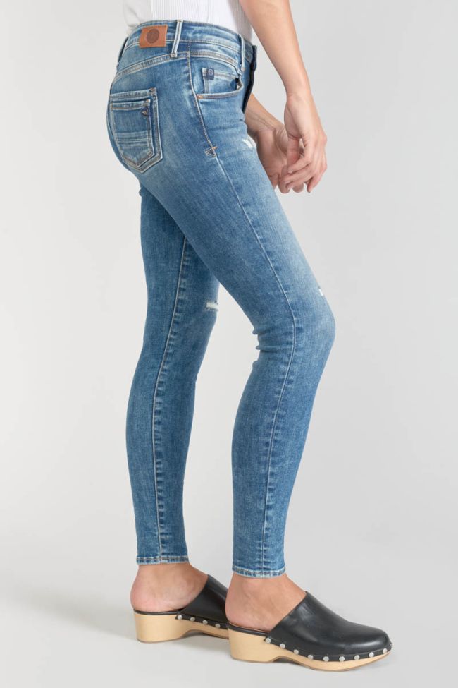 Jeans power skinny Pounche 7/8ème destroy bleu N°3