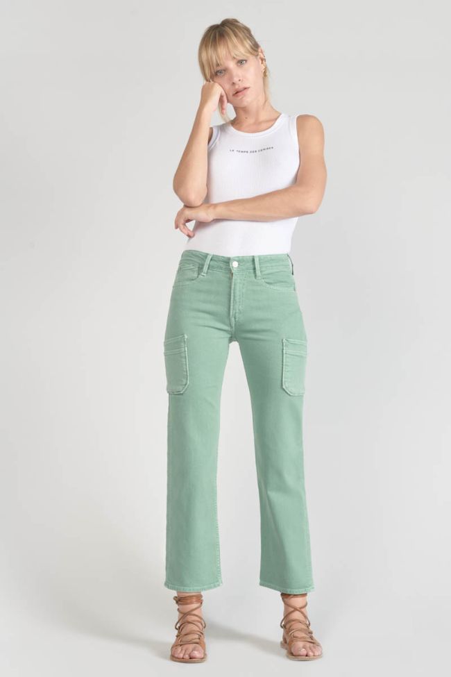 Precieux taille haute 7/8ème jeans vert d'eau