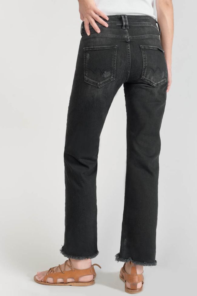 Jeans Pricilia taille haute 7/8ème destroy noir N°1
