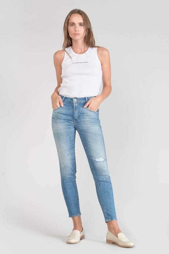 Jeans pulp slim Sabi taille haute 7/8ème destroy bleu N°3