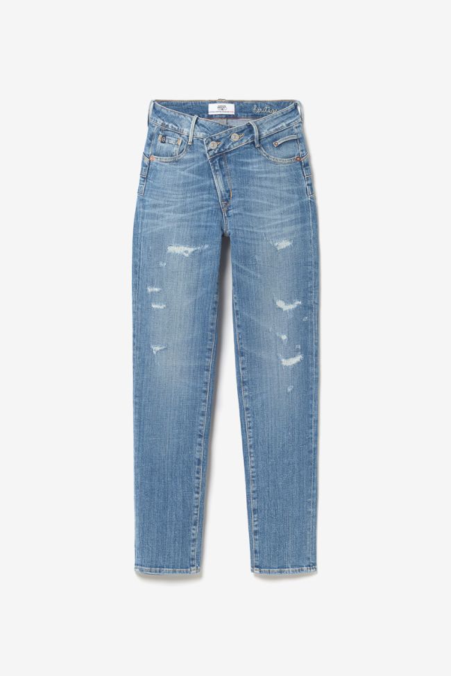 Jeans pulp regular Zep taille haute 7/8ème destroy bleu N°4