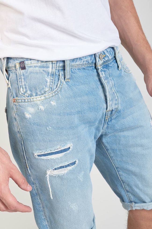 Bermuda Laredo en jeans bleu clair délavé destroy