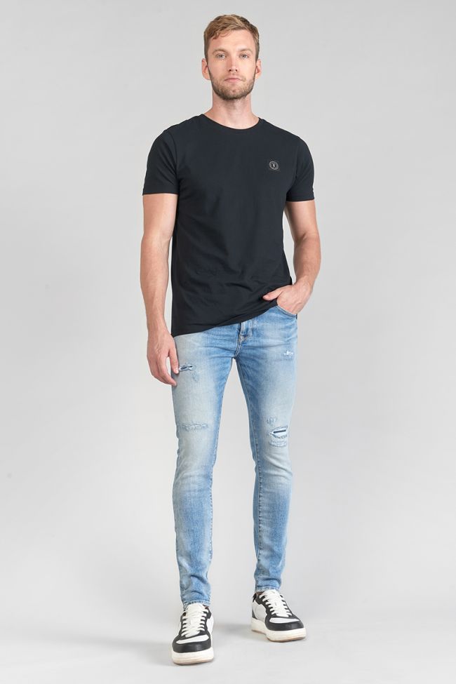 Jeans power skinny 7/8ème destroy bleu N°4