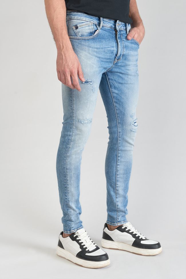 Jeans power skinny 7/8ème destroy bleu N°4