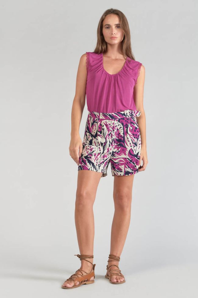 Short Armelle à motif jungle violine