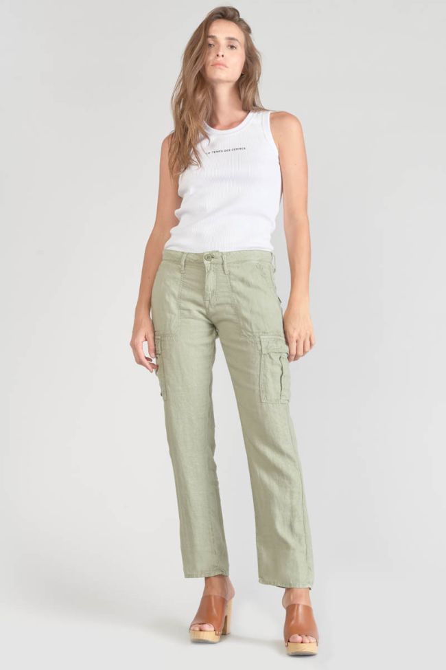 Pantalon Louisa en lin vert amande