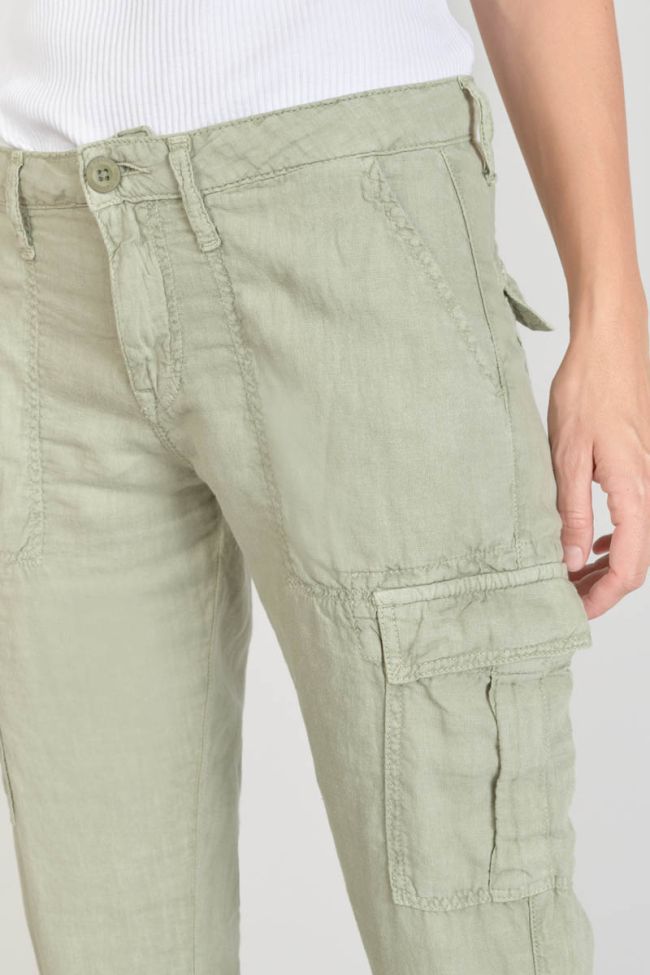 Pantalon Louisa en lin vert amande