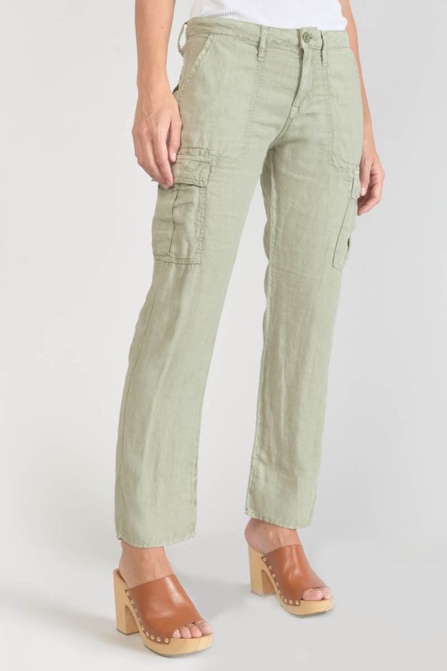 Pantalon Louisa en lin vert amande