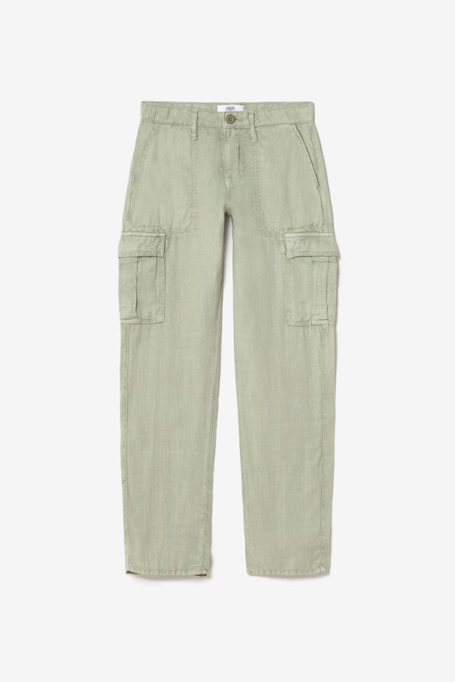 Pantalon Louisa en lin vert amande