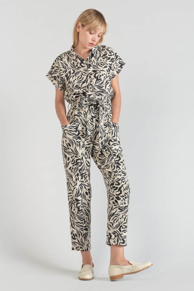 Pantalon en lin mélangé Rida à motif animalier