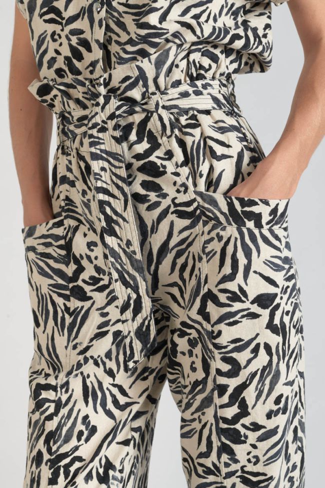 Pantalon en lin mélangé Rida à motif animalier