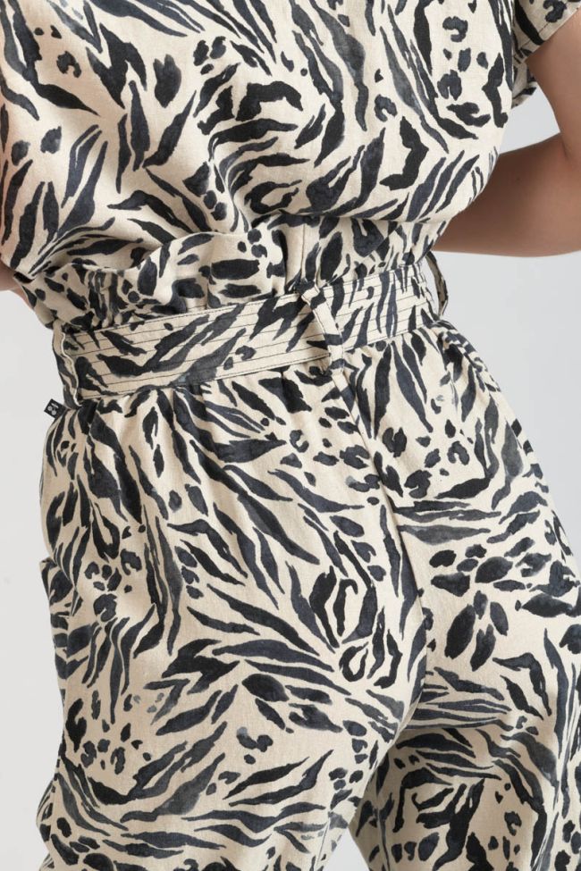 Pantalon en lin mélangé Rida à motif animalier