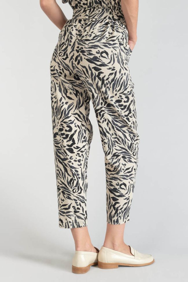 Pantalon en lin mélangé Rida à motif animalier