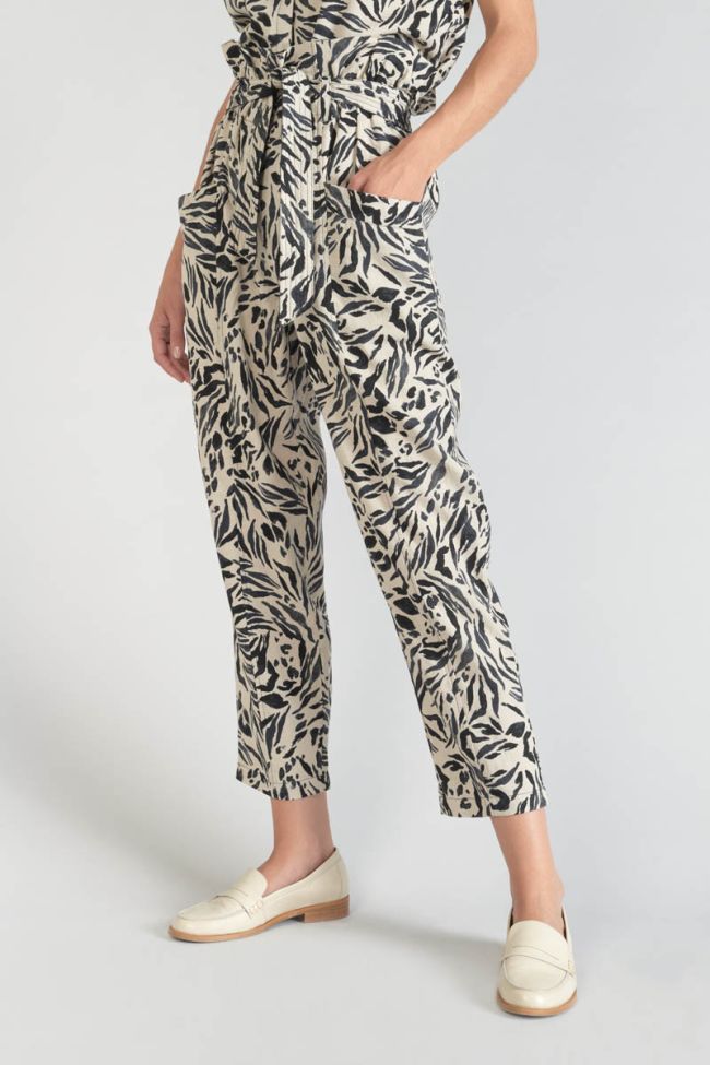 Pantalon en lin mélangé Rida à motif animalier