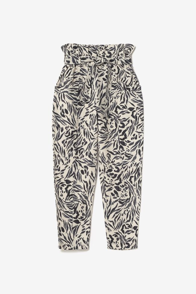 Pantalon en lin mélangé Rida à motif animalier