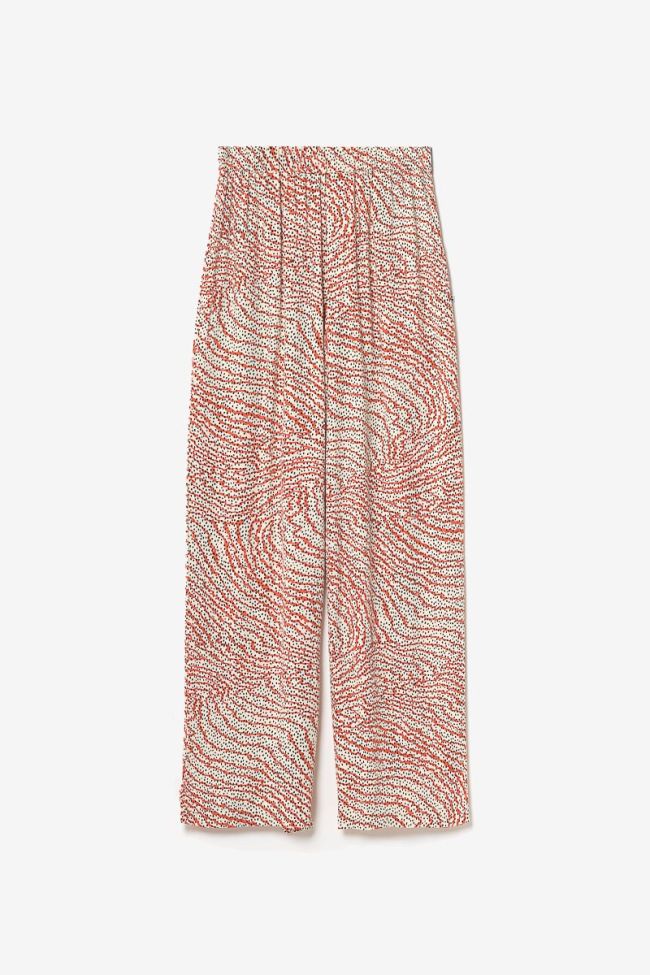Pantalon fluide Yesa à motif orange et noir