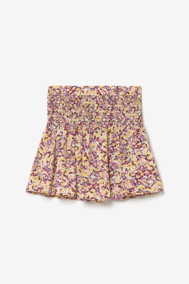 Short Xangi à motif floral rose et jaune