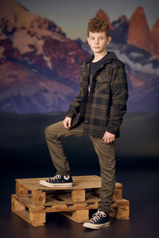 Veste surchemise Sashabo kaki à carreaux