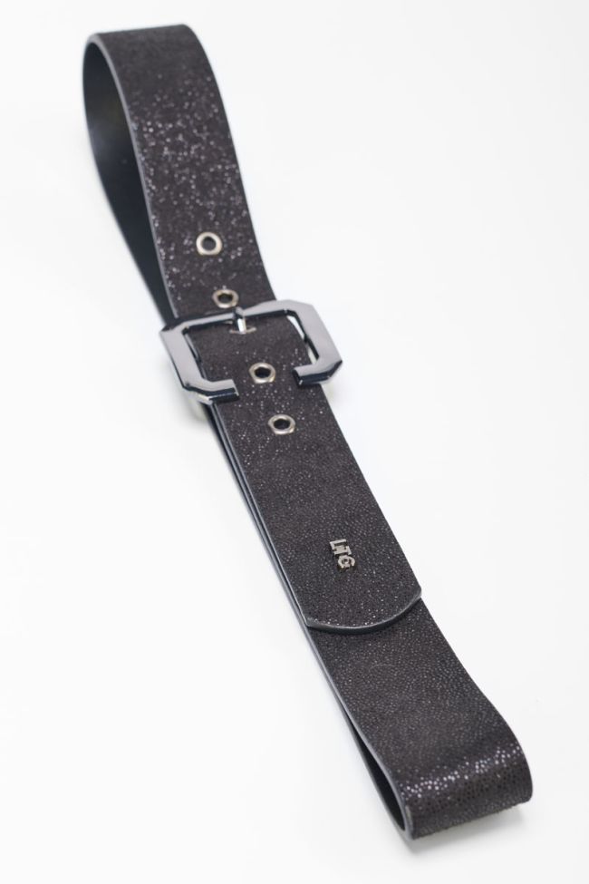 Ceinture Julia en cuir noir brillant