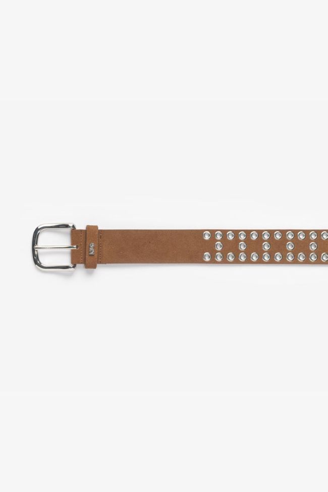 Ceinture Lucia en cuir velours cognac