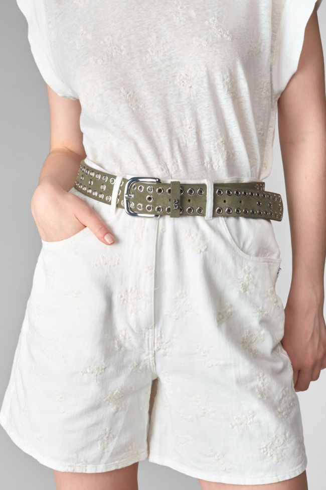 Ceinture Lucia en cuir velours kaki