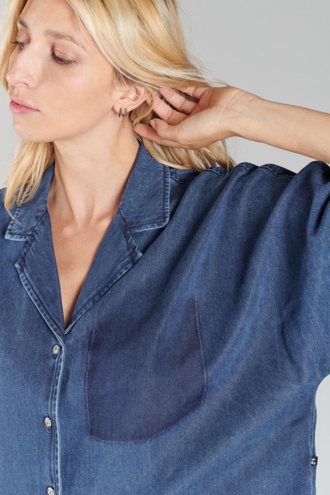 Chemise Alama en tencel bleu