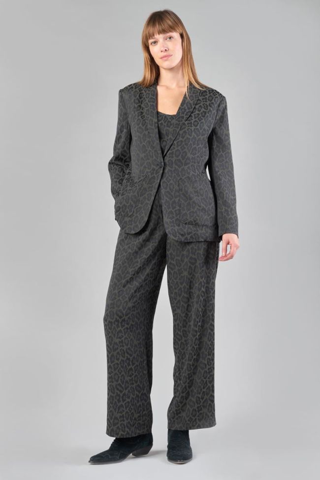 Veste blazer Amelya en jacquard léopard
