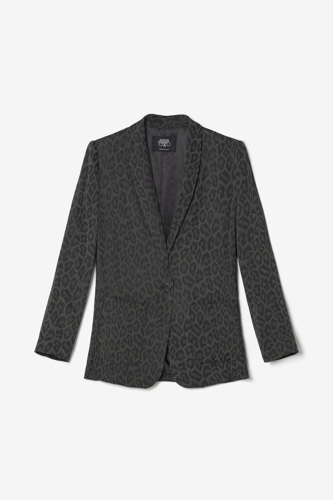 Veste blazer Amelya en jacquard léopard