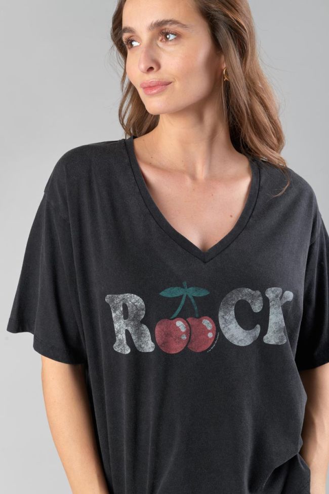 T-shirt Auldi noir délavé imprimé