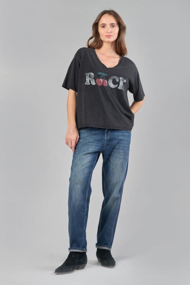 T-shirt Auldi noir délavé imprimé