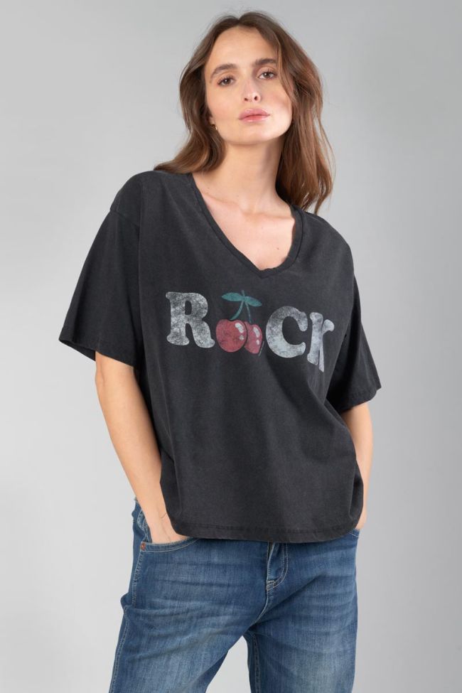 T-shirt Auldi noir délavé imprimé