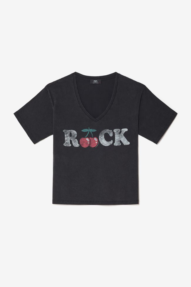 T-shirt Auldi noir délavé imprimé