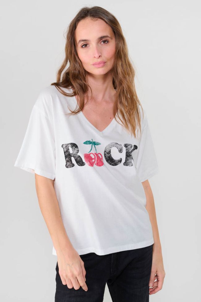 T-shirt Auldi blanc délavé imprimé