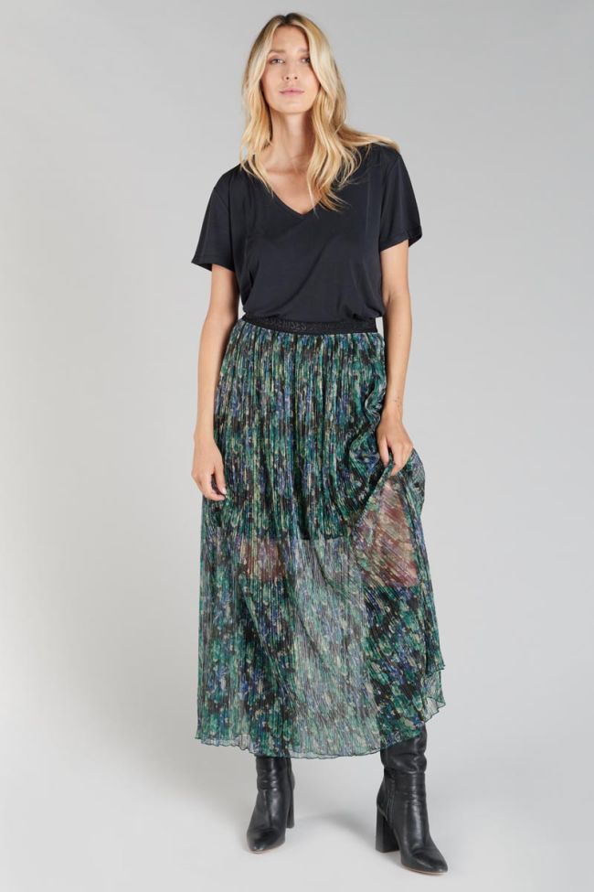 Jupe longue Ayleen vert sapin irisée