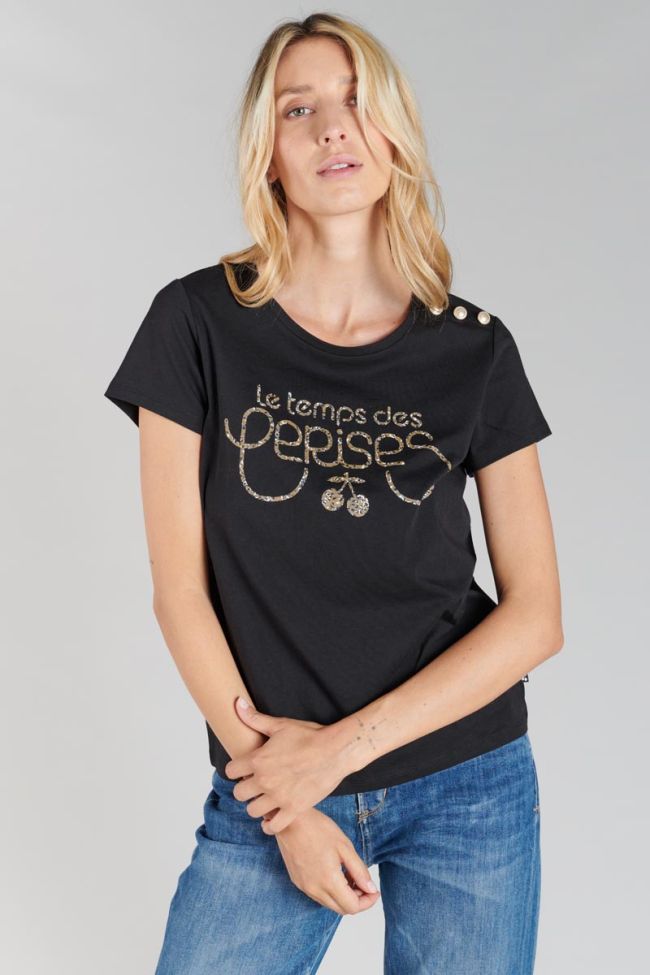 T-shirt Carole noir imprimé 