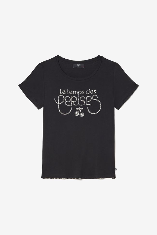 T-shirt bi-matière Deray noir imprimé
