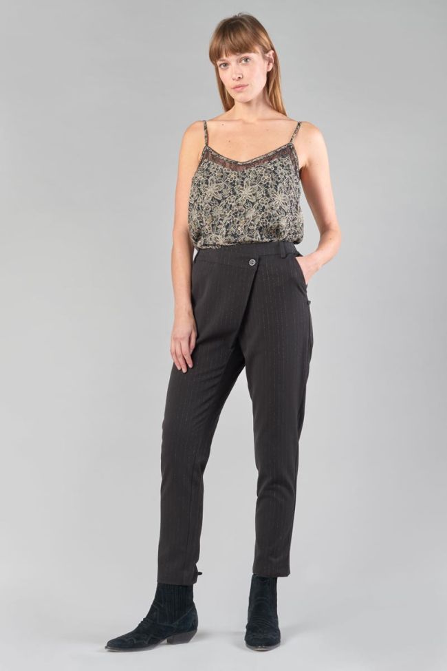 Caraco Elinor noir à motif fleuri